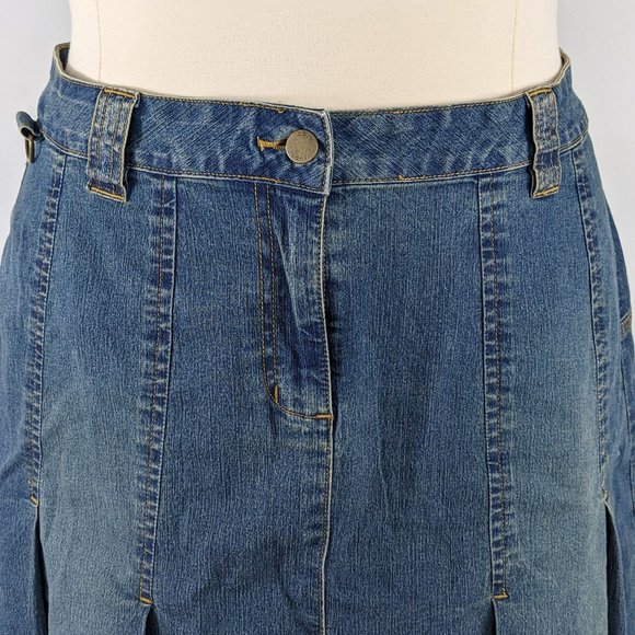 CATO Woman Vintage Denim Pleated Flare Skirt - Picture 2 of 6